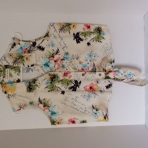 MARSH LANDING TROPICAL PRINT BLOUSE.  SIZE XL.